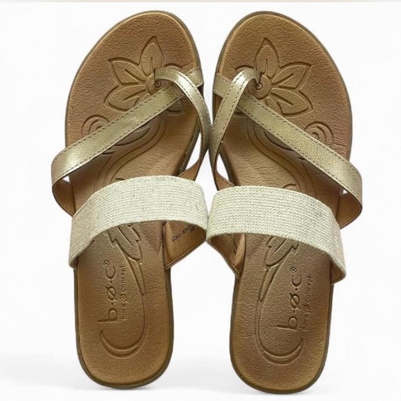 BOC Born Concept Champagne Vegan Leather Strappy Toe Flip Flop Sandals - Picture 1 of 5